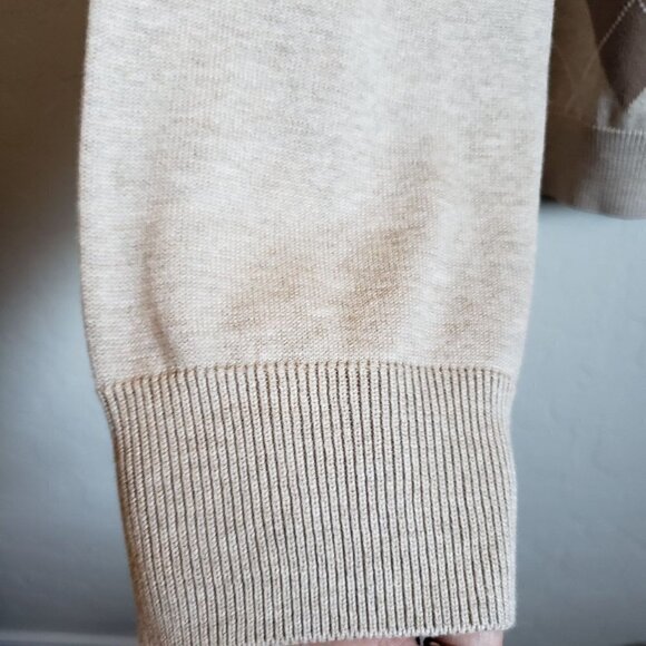Perry Ellis Knit Argyle Crew Neck Sweater 100% Cotton Tan/Brown Size Men's XL - Picture 7 of 9